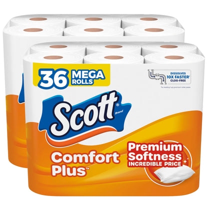Scott Comfort+ 12 Double Rolls, 231 Sheets, Septic-Safe