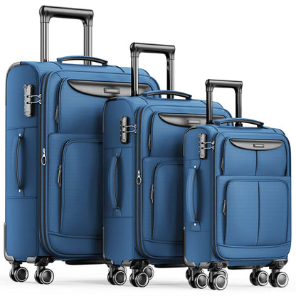 SHOWKOO Armygreen 3-Piece Expandable Luggage Set