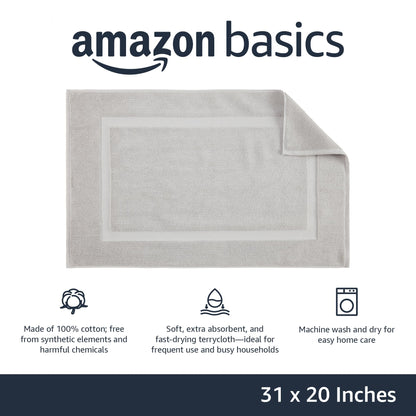 Soft Silver Banded Bath Rug Mat