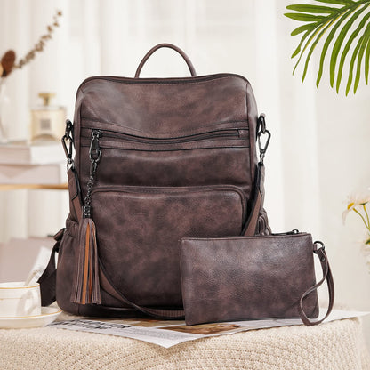 CLUCI Luxe Convertible Leather Backpack Purse