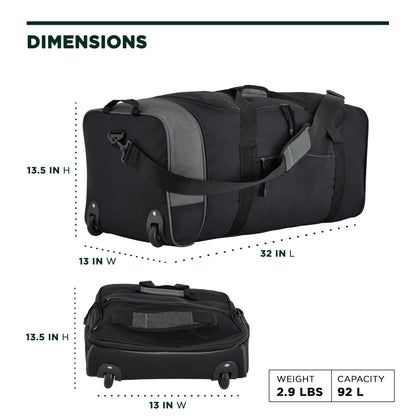 Traveler's Club Expandable Rolling Duffel Bag 32
