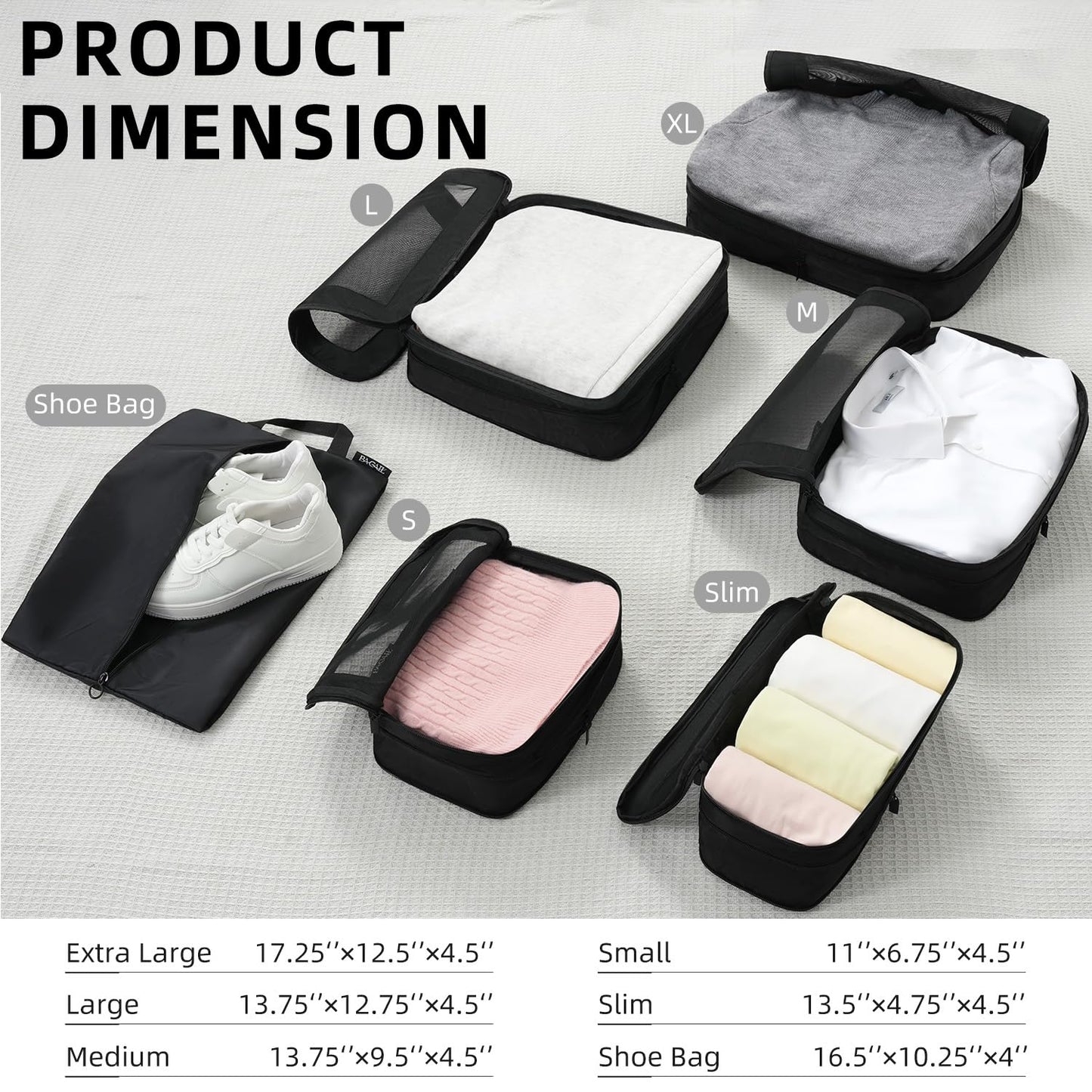 BAGAIL Expandable Travel Compression Cubes Set