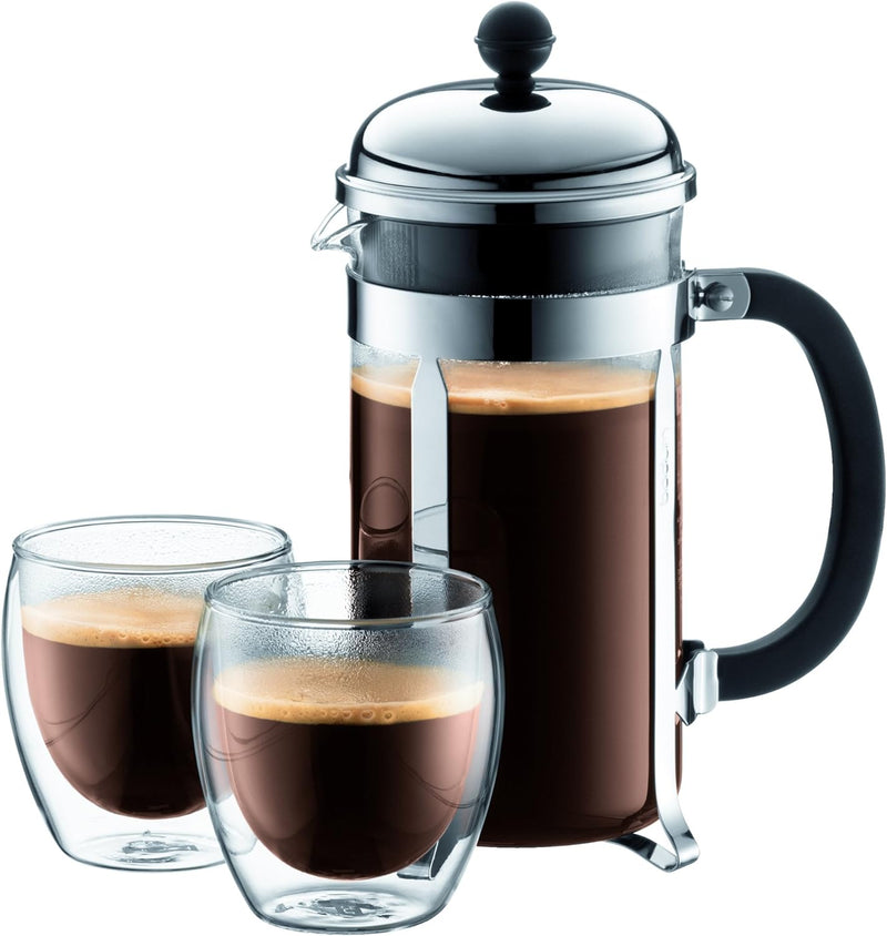 Bodum 34oz Chambord French Press Coffee Maker, High-Heat Borosilicate Glass, Polished Stainless Steel – Made in Portugal - Premium Coffee Maker from Visit the Bodum Store - Just $0! Shop now at Handbags Specialist Headquarter