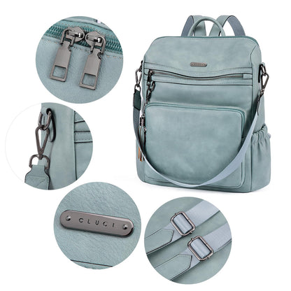CLUCI Luxe Convertible Leather Backpack Purse
