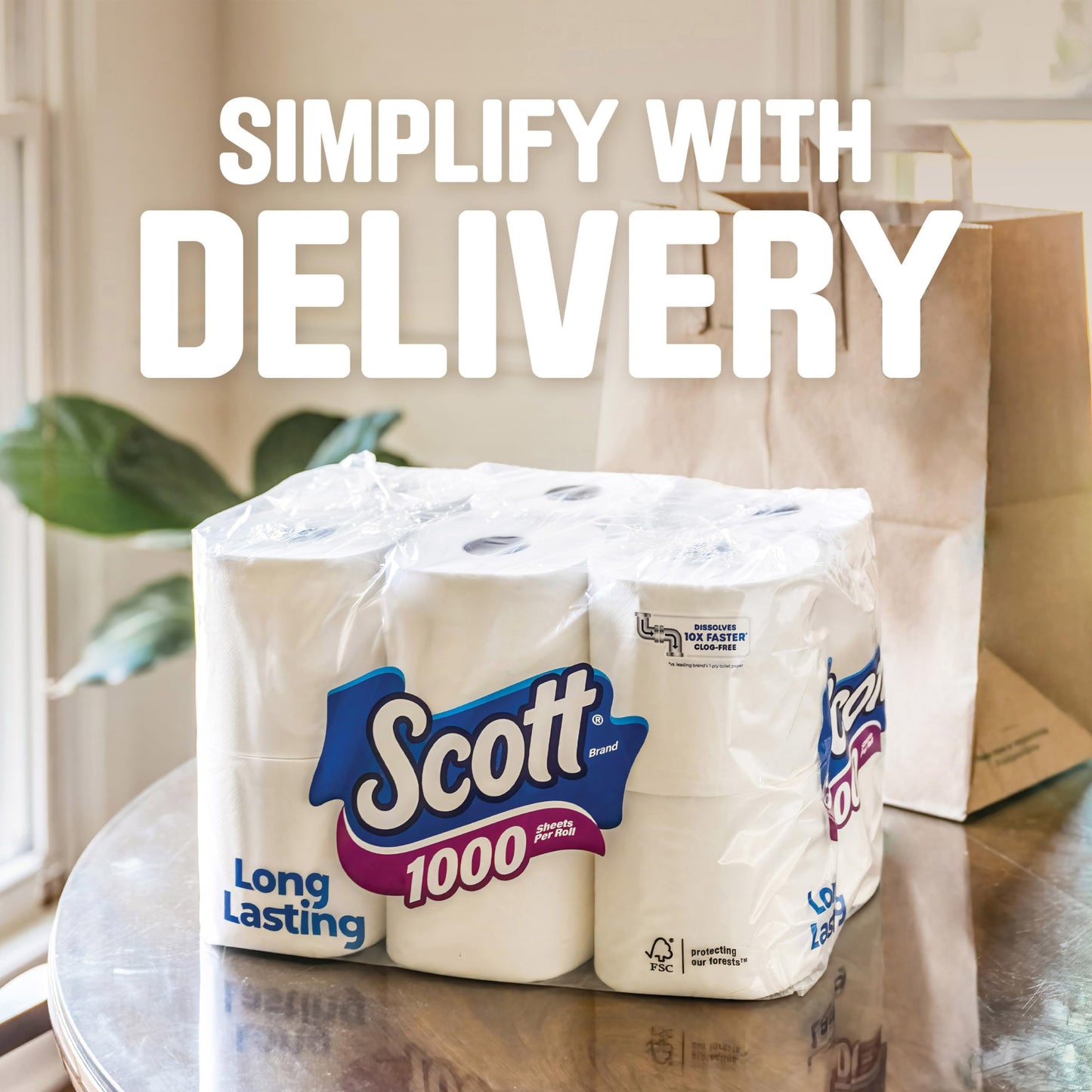 Scott 1000 Toilet Paper, 32 Rolls, Septic-Safe, 1-Ply Toilet Tissue