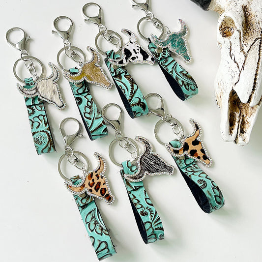 Rhinestone Bull Keychain - Premium Key chain from Trendsi - Just $11! Shop now at Handbags Specialist Headquarter