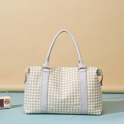 Houndstooth Canvas Travel Bag - Premium Luggage Travel Bags from Trendsi - Just $32.99! Shop now at Handbags Specialist Headquarter