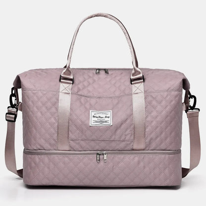 Diamond Grid Oxford Cloth Oversize Travel Bag - Premium travel-bag from Trendsi - Just $44.99! Shop now at Handbags Specialist Headquarter