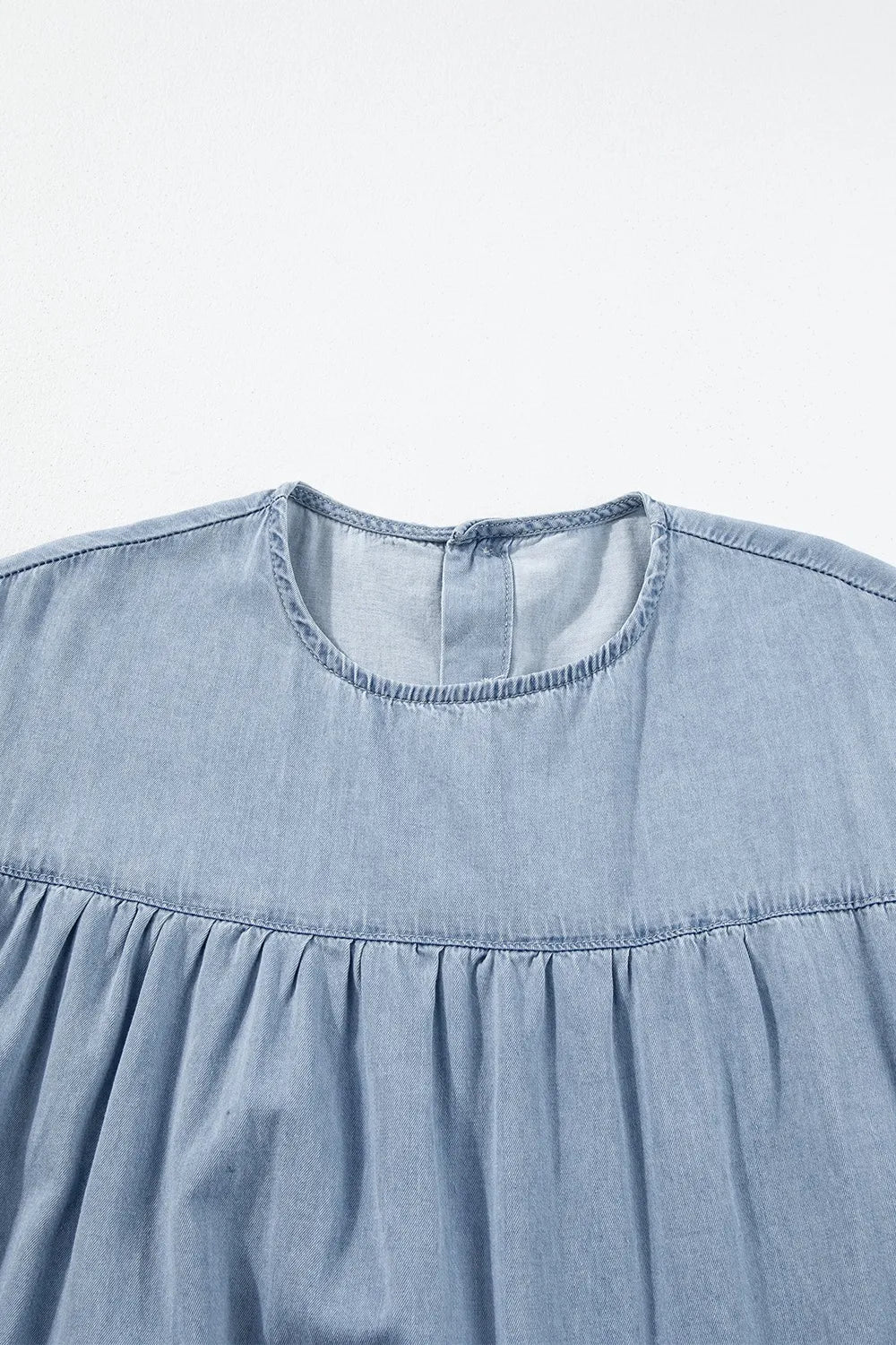 Ruffle Cap Sleeve Tiered A-line Denim Dress - Premium Women / Jeans & Denim from Trendsi - Just $49.18! Shop now at Handbags Specialist Headquarter