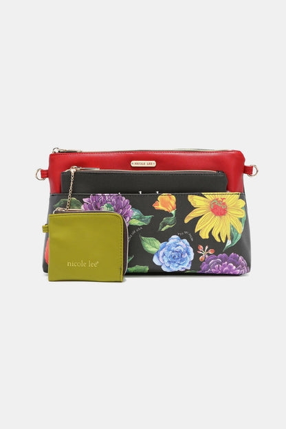 Nicole Lee USA Printed Handbag with Three Pouches.