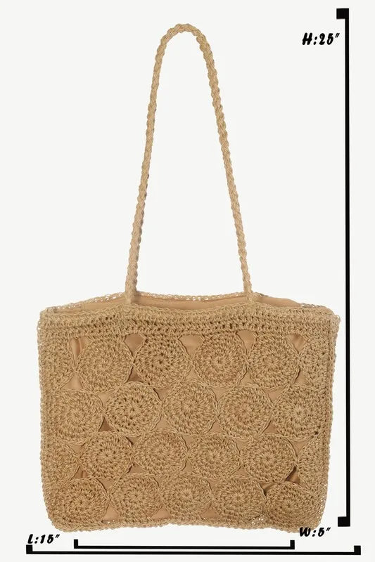 Fame Square Braided Pattern Tote Bag.