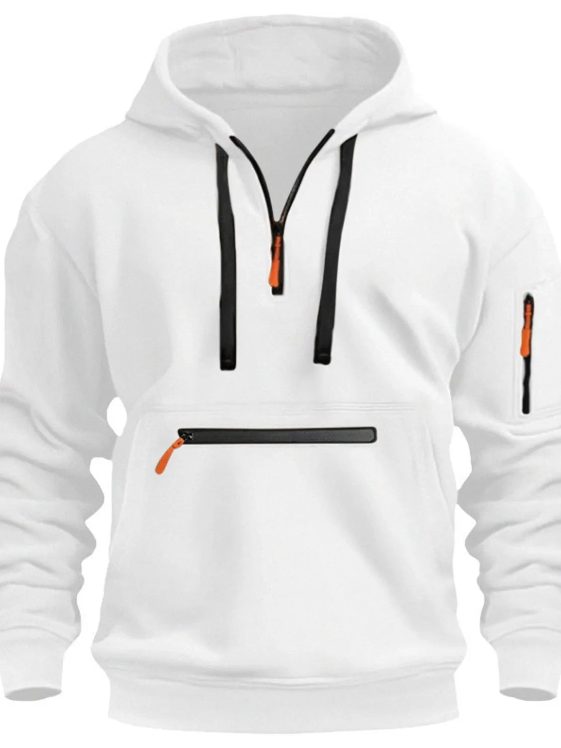 Men's Full Drawstring Half Zip Hoodie Plus Size - Premium Men's Sweatshirts from Trendsi - Just $35.30! Shop now at Handbags Specialist Headquarter