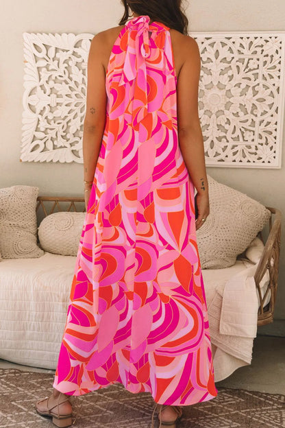 Contrast Grecian Neck Maxi Dress - Premium Maxi Dress from Trendsi - Just $46.99! Shop now at Handbags Specialist Headquarter