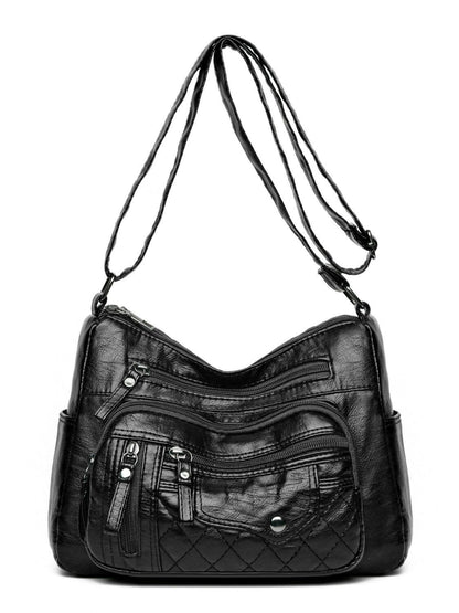 PU Leather Multi Pockets Adjustable Strap Shoulder Bag.