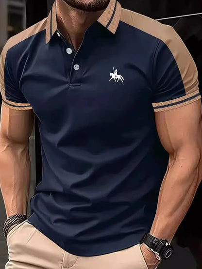 Men's Full Size Embroidered Collared Neck Short Sleeve Polo Plus Size - Premium Men's Shirts from Trendsi - Just $32.98! Shop now at Handbags Specialist Headquarter