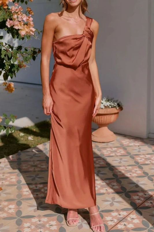 One Shoulder Sleeveless Maxi Dress - Premium Maxi Dress from Trendsi - Just $29.99! Shop now at Handbags Specialist Headquarter