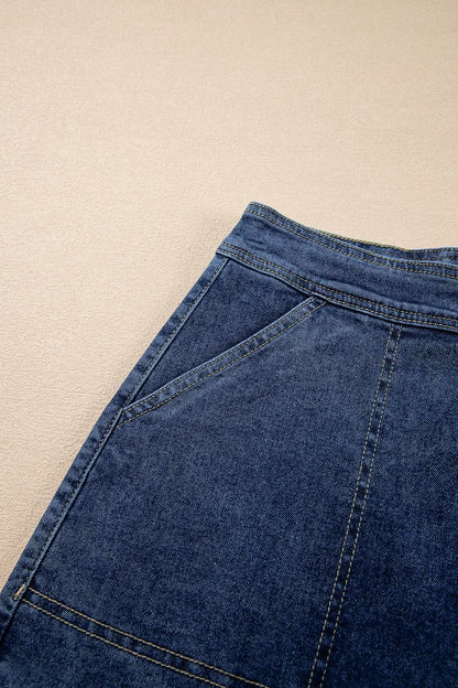 Asymmetrical Denim Skort with Pockets - Premium Women / Jeans & Denim from Trendsi - Just $35.46! Shop now at Handbags Specialist Headquarter