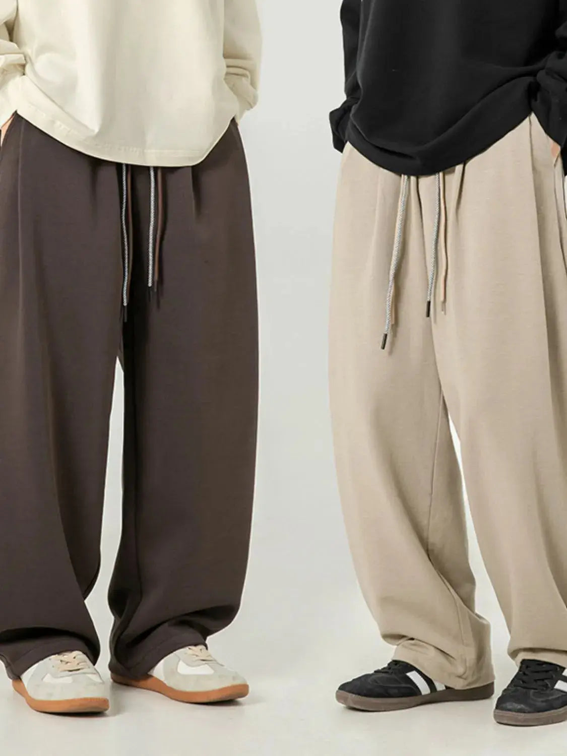 Men's Plus Size Drawstring Wide Leg Pants.