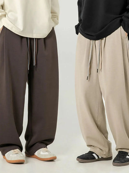 Men's Plus Size Drawstring Wide Leg Pants.