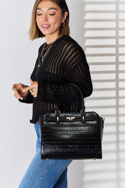 David Jones Texture PU Leather Handbag - Premium handbags from Trendsi - Just $57.99! Shop now at Handbags Specialist Headquarter