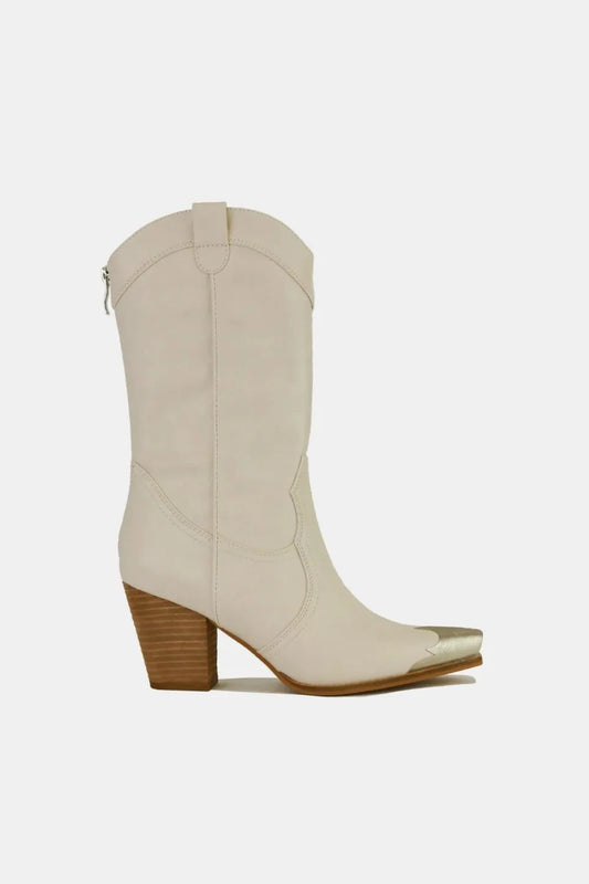 Beast Fashion Metal-Toe Block Heel Ankle Boots - Premium Sleepwear from Trendsi - Just $68.99! Shop now at Handbags Specialist Headquarter