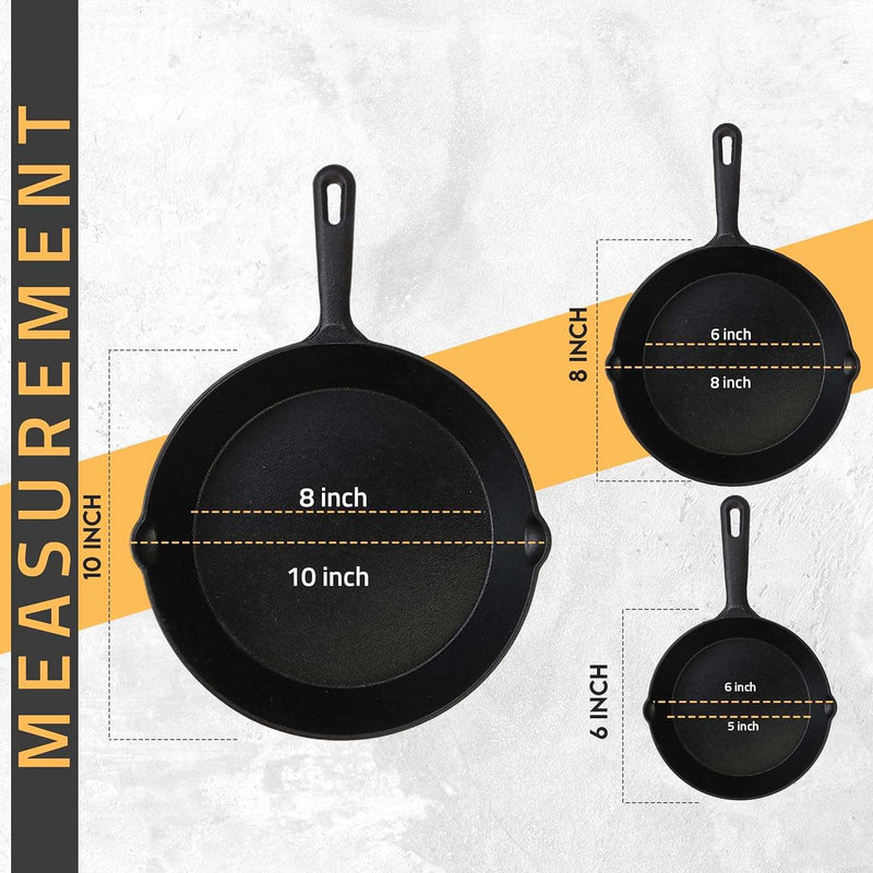 Utopia Kitchen Pre Seasoned Cast Iron Skillet 3 Piece, Cast Iron Grill Pan, Frying Pans, Saute Fry Pan, Cast Iron Set (Black) - Premium Cookware from Visit the Utopia Kitchen Store - Just $43.99! Shop now at Handbags Specialist Headquarter