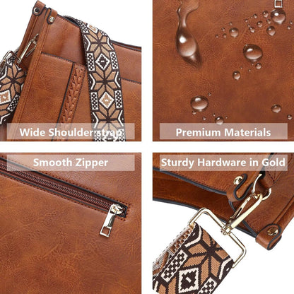 AUYOCO Chic Vegan Leather Crossbody Bag with Strap