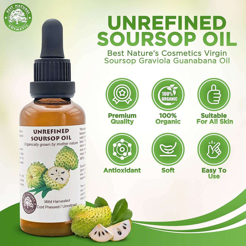 Best Nature's Cosmetics Virgin Soursop Graviola Guanabana Oil (Organic, Undiluted, Unrefined) 2oz / 60 ml – Natural Moisturizer for Dry and Damaged Skin. - Premium Health Care from Visit the Best Nature's Cosmetics Store - Just $19.99! Shop now at Handbags Specialist Headquarter
