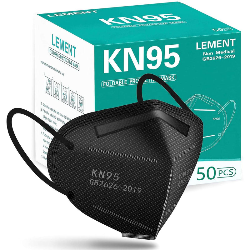 LEMENT 50pcs KN95 Face Mask Black 5 Layer Cup Dust Safety Masks Filter Efficiency≥95% Breathable Elastic Ear Loops Black Masks - Premium Health Care from Visit the LEMENT Store - Just $19.99! Shop now at Handbags Specialist Headquarter