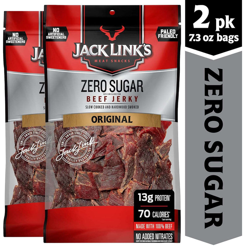 Jack Link's Beef Jerky, Zero Sugar, Paleo Friendly Snack with No Artificial Sweeteners, 13g of Protein and 70 Calories Per Serving, No Sugar Everyday Snack, 7.3 oz (Pack of 2) - Premium Grocery & Gourmet Food from Visit the Jack Link's Store - Just $52.99! Shop now at Handbags Specialist Headquarter