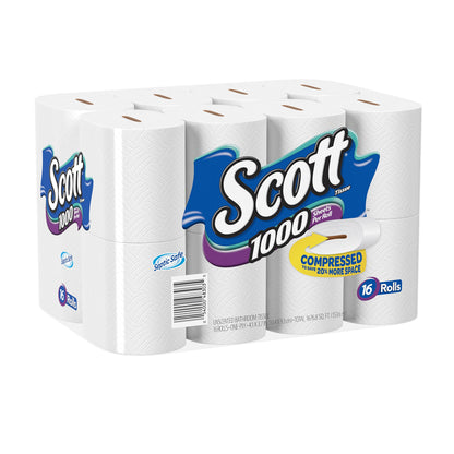 Scott 1000 Toilet Paper, 32 Rolls, Septic-Safe, 1-Ply Toilet Tissue