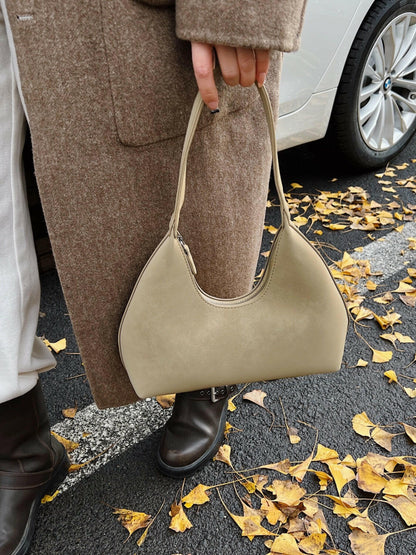 Suede Shoulder Bag with Zip.