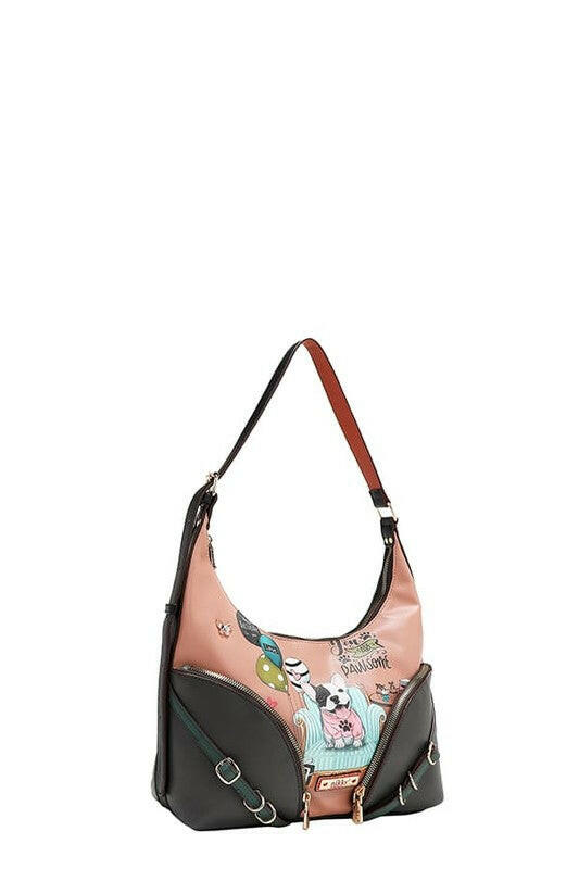 Nicole Lee USA Party King Shoulder Bag with 2 Accessory Pockets Front.