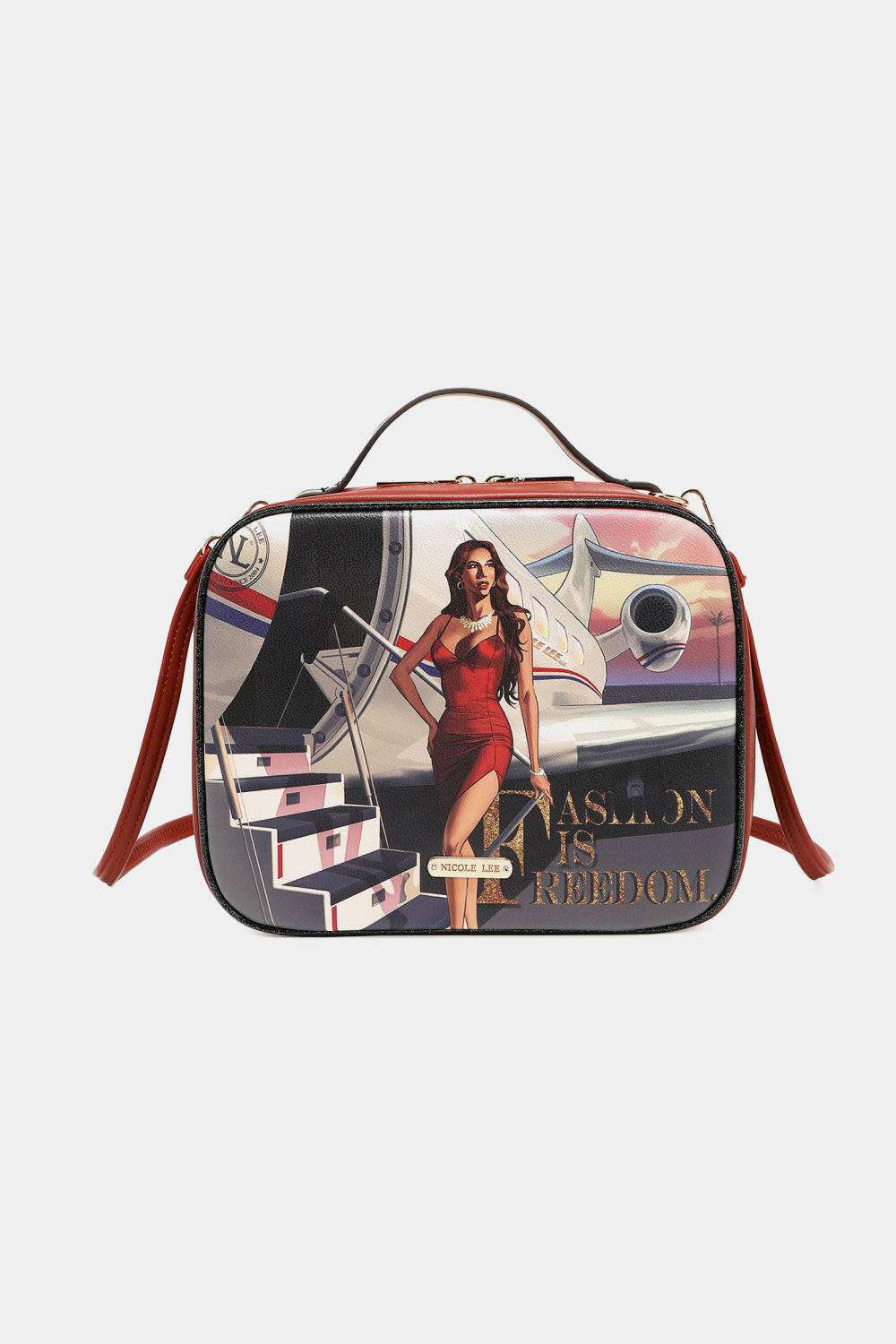 Nicole Lee USA Printed Handbag with Three Pouches.