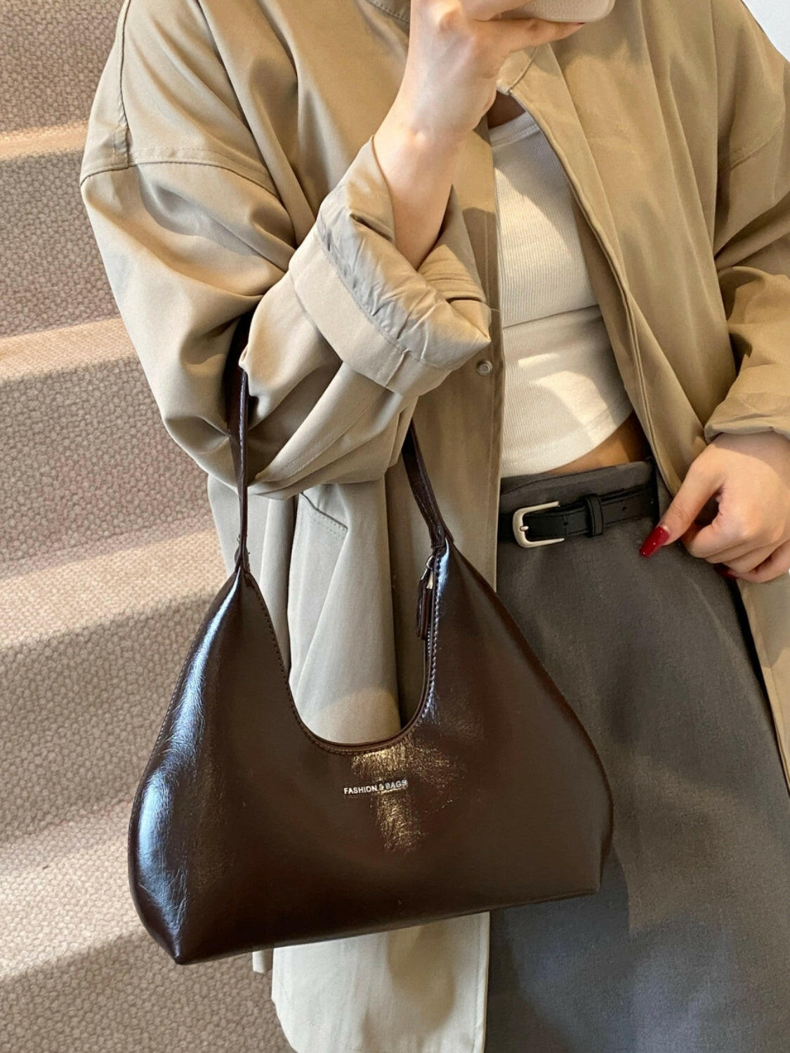 PU Leather Shoulder Bag.