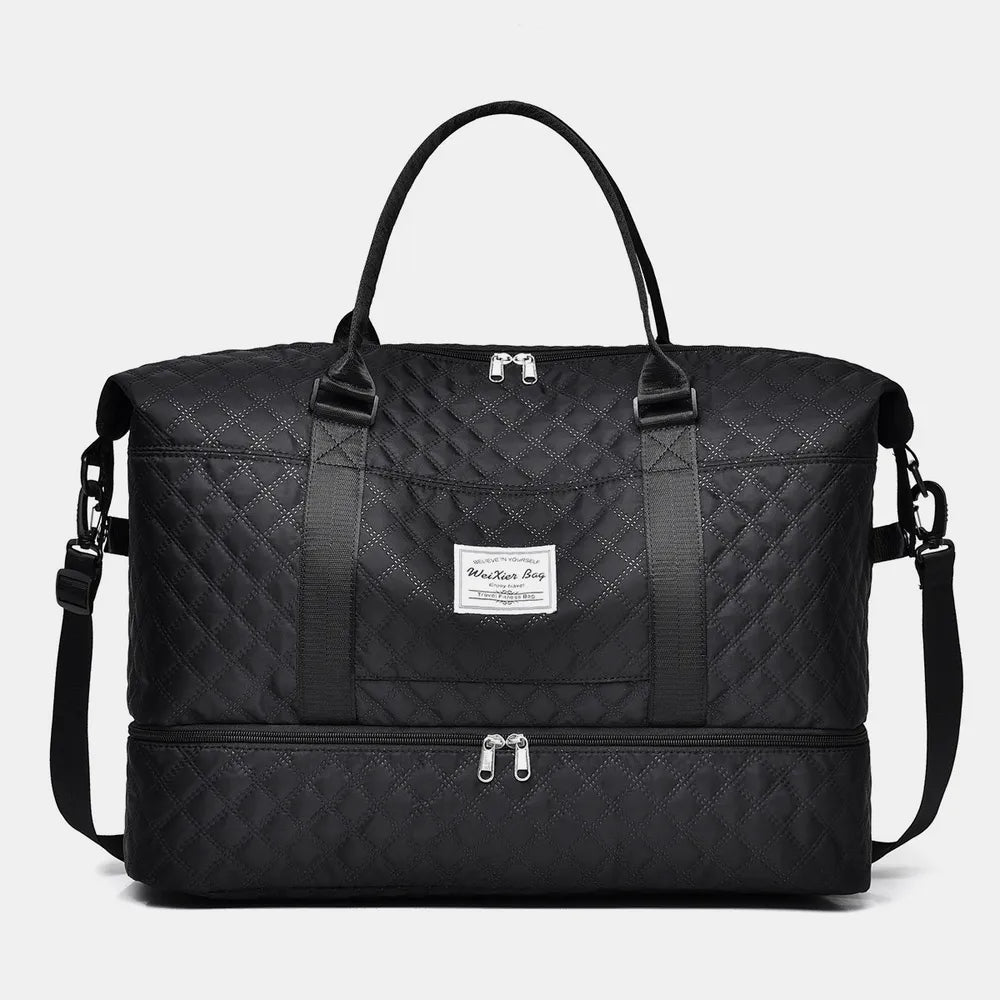 Diamond Grid Oxford Cloth Oversize Travel Bag - Premium travel-bag from Trendsi - Just $44.99! Shop now at Handbags Specialist Headquarter