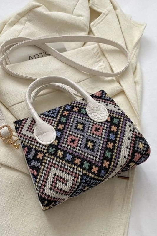 Geometric PU Leather Strap Handbag - Premium handbags from Trendsi - Just $19.99! Shop now at Handbags Specialist Headquarter