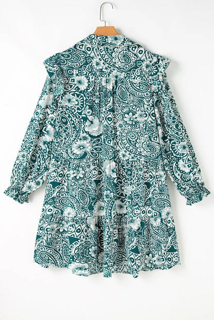 Plus Size Ruffled Printed Flounce Sleeve Dress - Premium Dresses from Trendsi - Just $44.99! Shop now at Handbags Specialist Headquarter