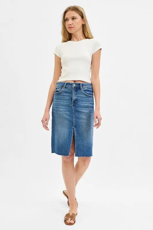 RISEN Full Size High Rise Front Slit Pencil Skirts Plus Size - Premium Women / Jeans & Denim from Trendsi - Just $50.02! Shop now at Handbags Specialist Headquarter