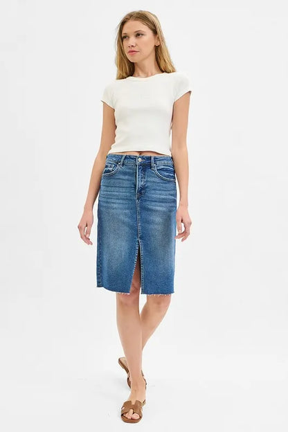 RISEN Full Size High Rise Front Slit Pencil Skirts Plus Size - Premium Women / Jeans & Denim from Trendsi - Just $50.02! Shop now at Handbags Specialist Headquarter