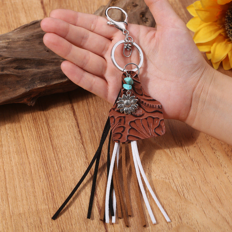 Turquoise Fringe Detail Key Chain - Premium Key chain from Trendsi - Just $10! Shop now at Handbags Specialist Headquarter