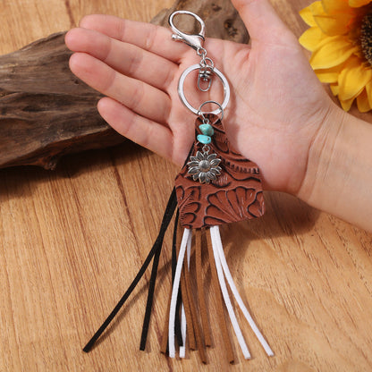 Turquoise Fringe Detail Key Chain - Premium Key chain from Trendsi - Just $10! Shop now at Handbags Specialist Headquarter