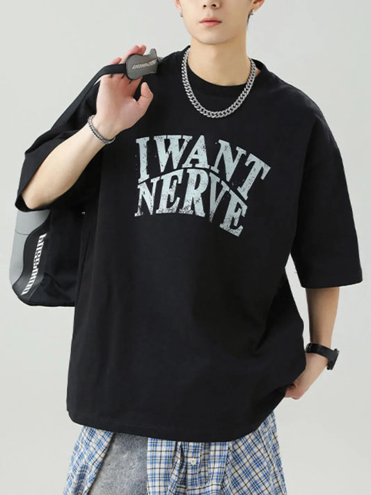 Men's Plus Size Round Neck Letter Graphic T-Shirt - Premium Men's T-Shirt from Trendsi - Just $27.99! Shop now at Handbags Specialist Headquarter