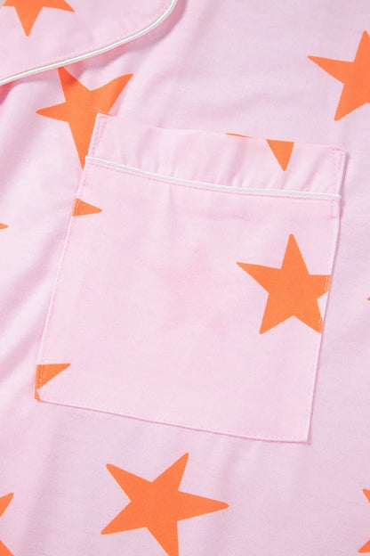 Star Print Short Sleeve Shirt and Shorts Set - Premium Sleepwear from Trendsi - Just $58.99! Shop now at Handbags Specialist Headquarter