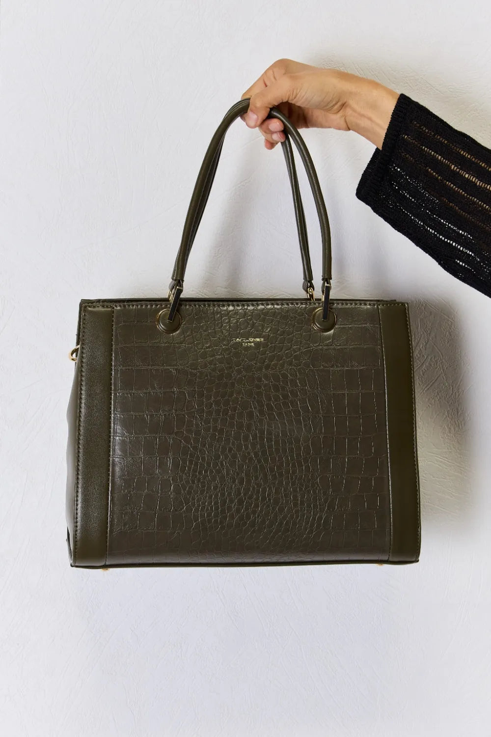 David Jones Texture PU Leather Handbag - Premium Handbags from Trendsi - Just $52.99! Shop now at Handbags Specialist Headquarter