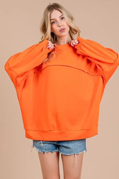 Ces Femme Exposed Seam Long Sleeve Sweatshirt - Premium Men's Sweatshirts from Trendsi - Just $47.90! Shop now at Handbags Specialist Headquarter