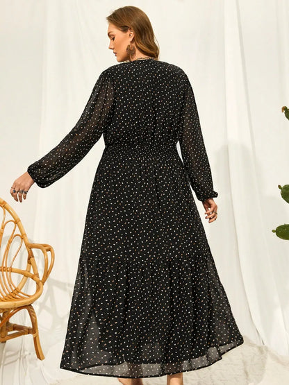 Plus Size Embroidered Tassel Balloon Sleeve Dress - Premium Dresses from Trendsi - Just $59.99! Shop now at Handbags Specialist Headquarter