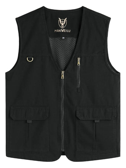 Men's Plus Size Zip Up V-Neck Vest - Premium  from Trendsi - Just $44.62! Shop now at Handbags Specialist Headquarter