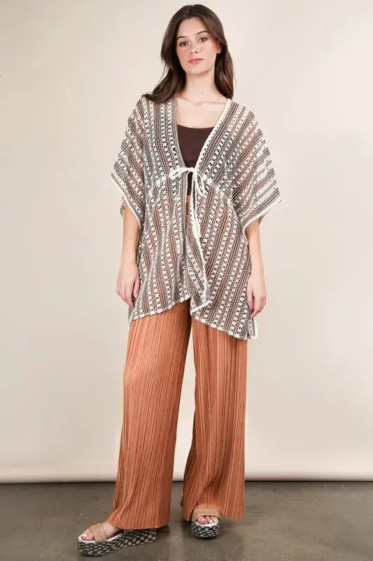 VERY J Plus Size Striped Poncho Boho Cardigan.