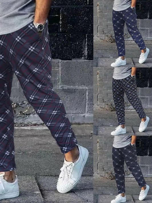 Men's Plus Size Plaid Pants with Pockets.